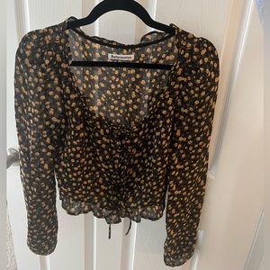 Reformation Cropped Chiffon Blouse